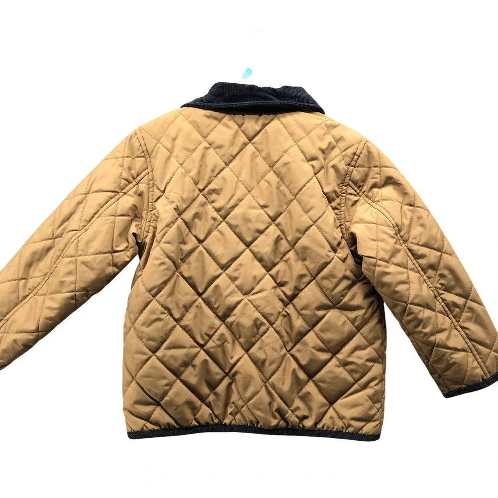 Gymboree‎ Quilted Barn Jacket Kids 4T-5T Tan Corduroy Collar Snap Button Lined